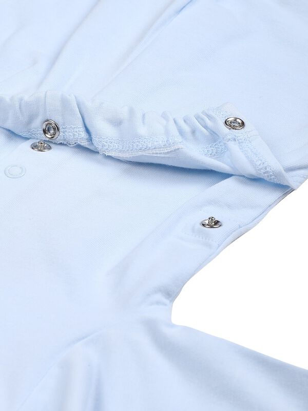 Boys Light Blue Nappy Opening Babysuit image number 3